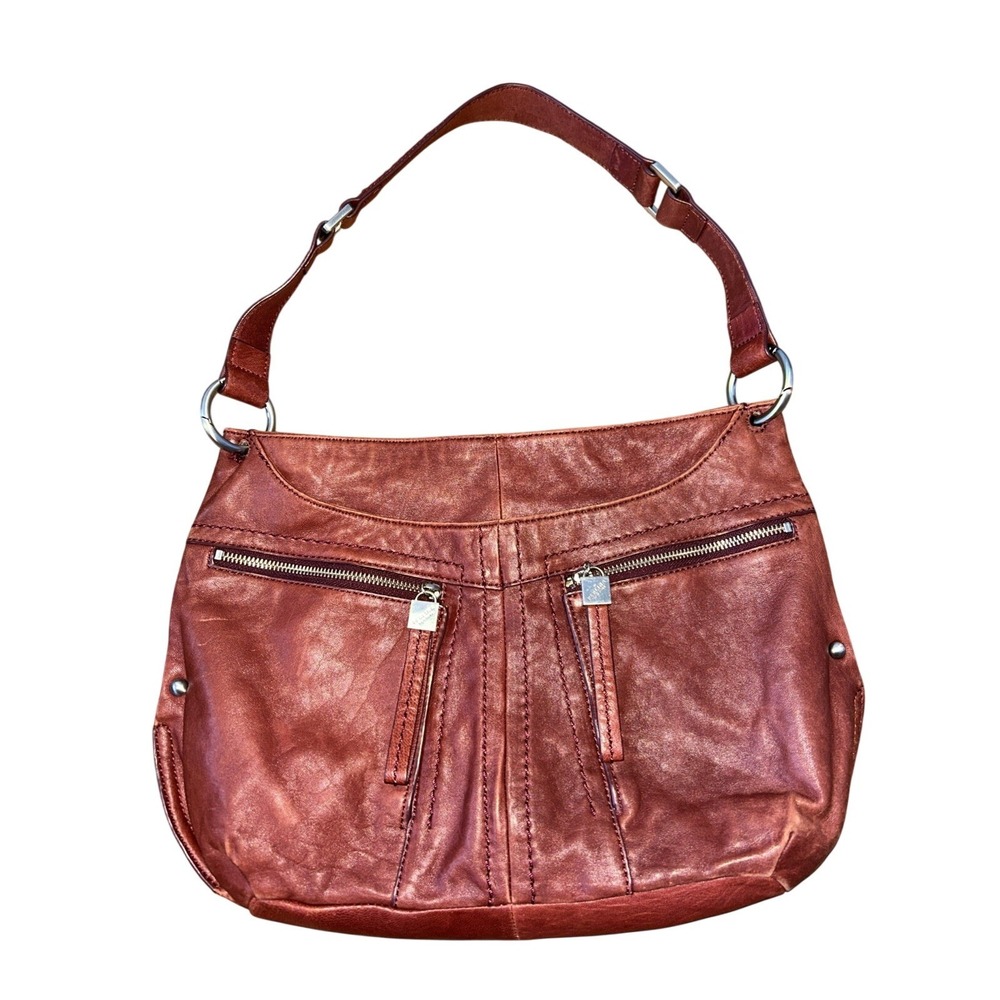 Perlina New York Genuine Leather Handbag Purse Soft Subtle Pocketbook Great Cond